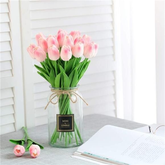 30 Pcs Fake Latex Tulips Artificial Flowers Faux Tulip Stems Real Touch Tulips - Picture 3 of 7